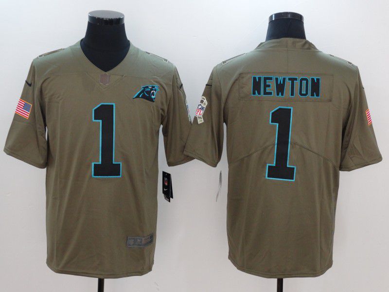 Men Carolina Panthers #1 Newton Green Nike Olive Salute To Service Limited NFL Jersey